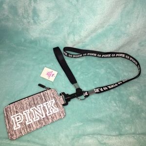 NWT PINK Victoria Secret ID wallet with lanyard