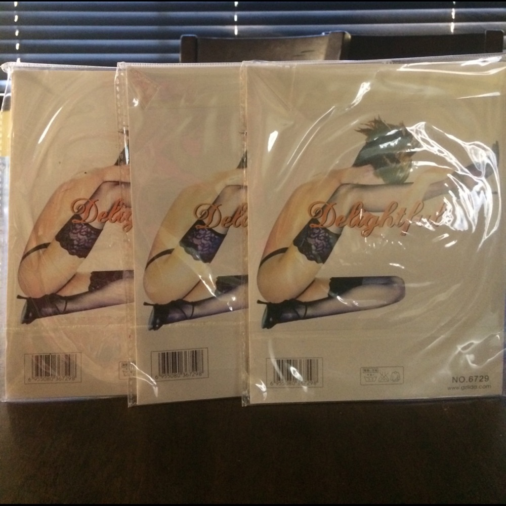 Beautiful colored thigh high nylons!