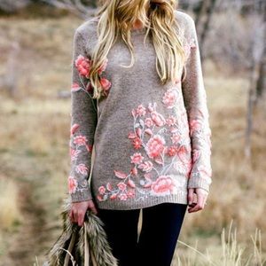 Anthropologie White/Neon Sweater