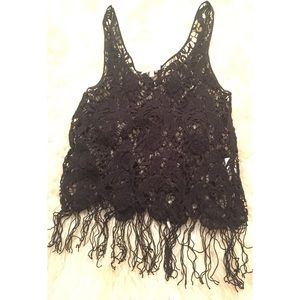 Charlotte russe crochet fringe tank