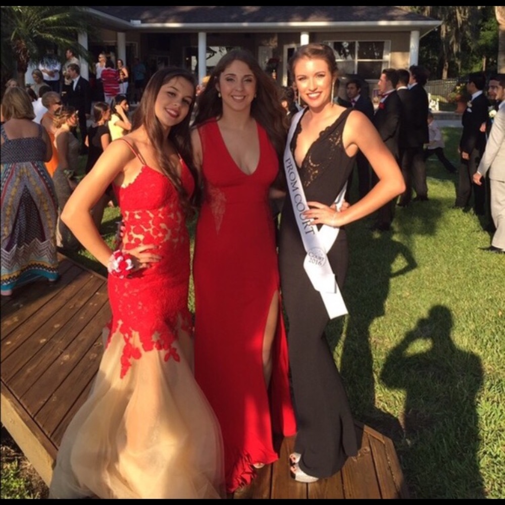 Jovani red long prom dress