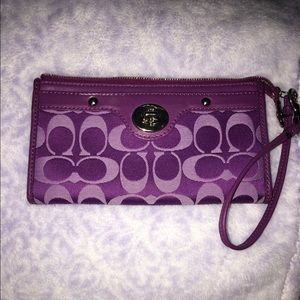 Coach purple wristlet wallet