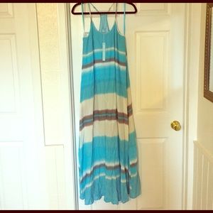 She & Sky Blue Tie Dye Bohemian Maxi Beachy Gorg