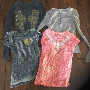 Girls Miss Me lot of 4 shirts. Size medium