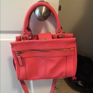 Bright peach leather purse