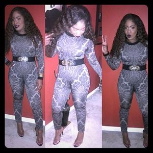 Lace inspired fitted jumpsuit/catsuit