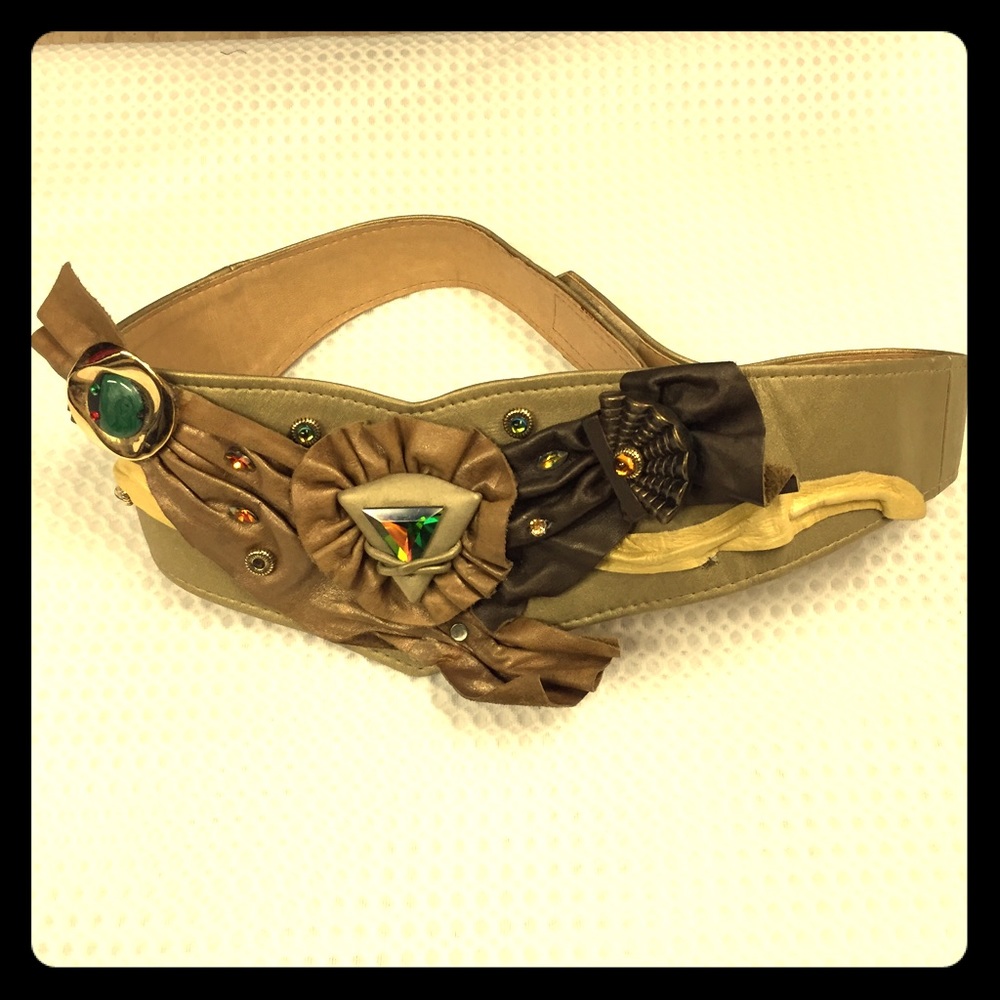 Decorated Gold Belt with colorful studs