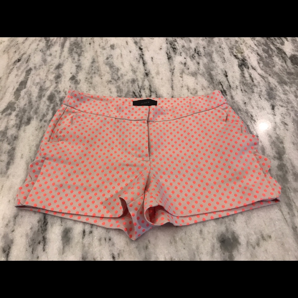 JCREW size 0 scalloped shorts with pink polka dots