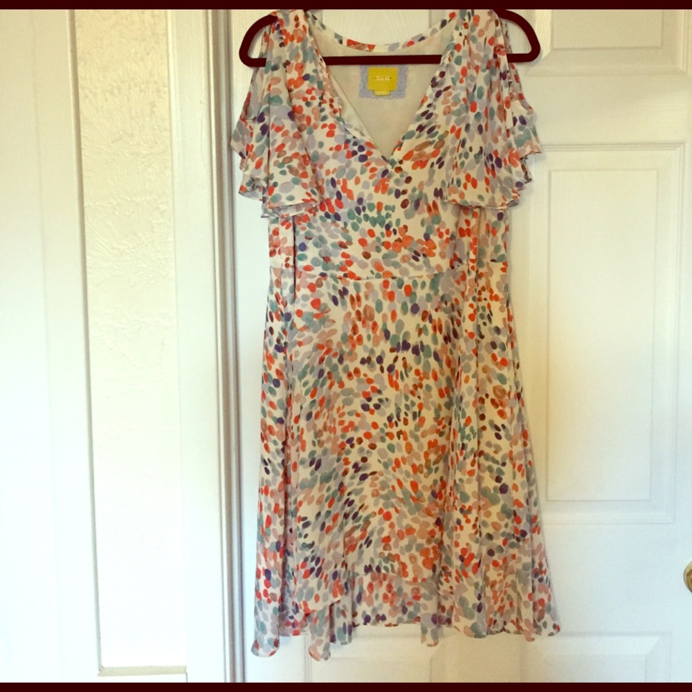 Maeve Watercolor Flutter Dress Med Anthropologie