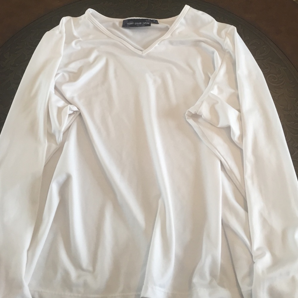 Long sleeve white soft susan graver size 3X