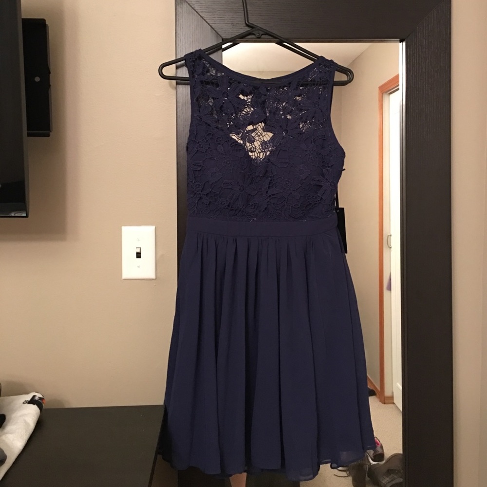Navy Blue Open Back Dress