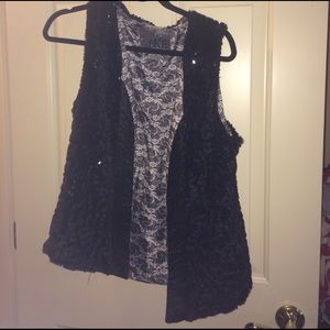 Fur and sequin vest BKE