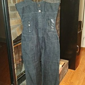 Blue jean halter top jumpsuit