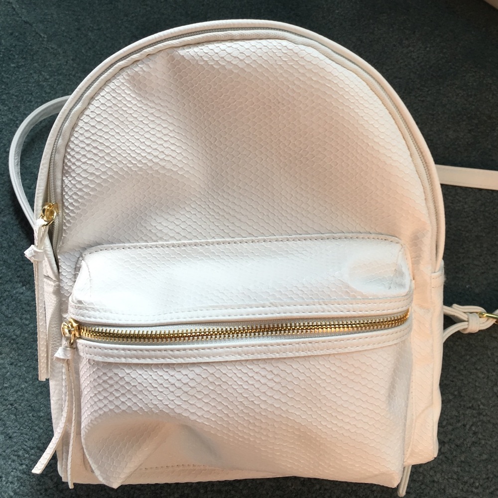 White Leather Backpack