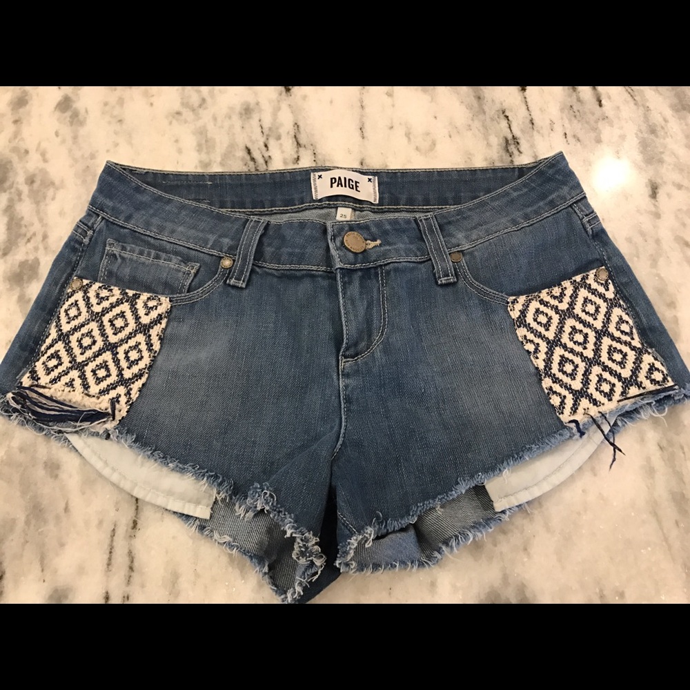 PAIGE Size 25 Festival Denim Shorts Daisy Dukes