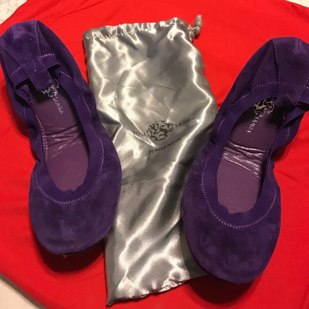 Yosi Samra purple suede ballet flats NWT
