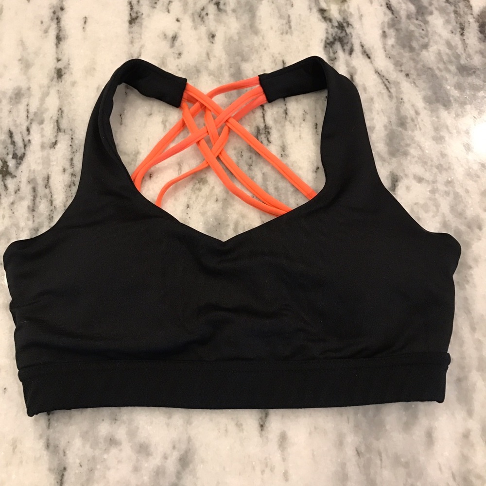 NWOT S Black Strappy Sports Bra w/ Cups Pure Barre
