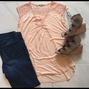 Anthropolgie EUC Peach High Low Shirt - medium