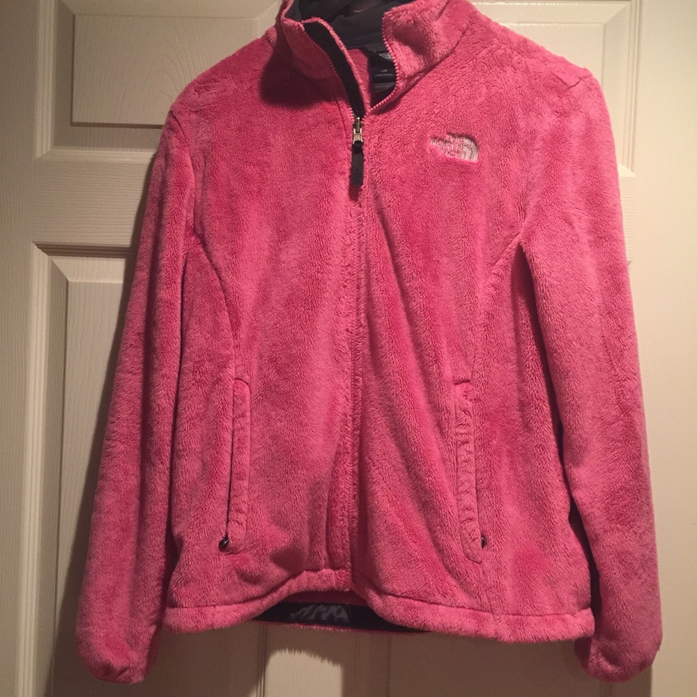 North Face women's pink fleece jacket