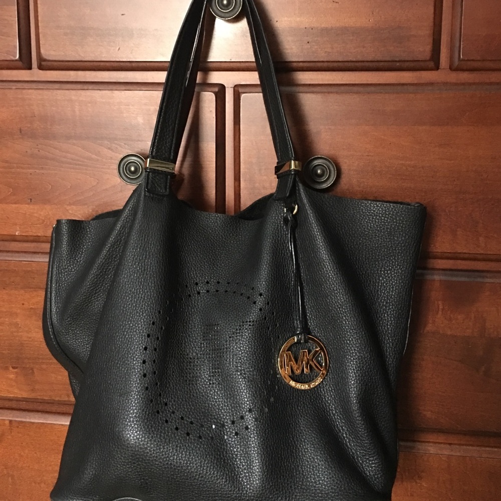 Michale Kors 'raw' rare perforated MK black