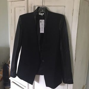 Helmet Lang Wool and Leather Blazer