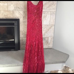 Red evening dress. Worn once.