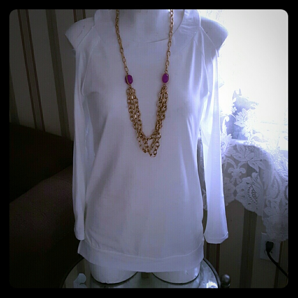 White New long sleeve with cutouts