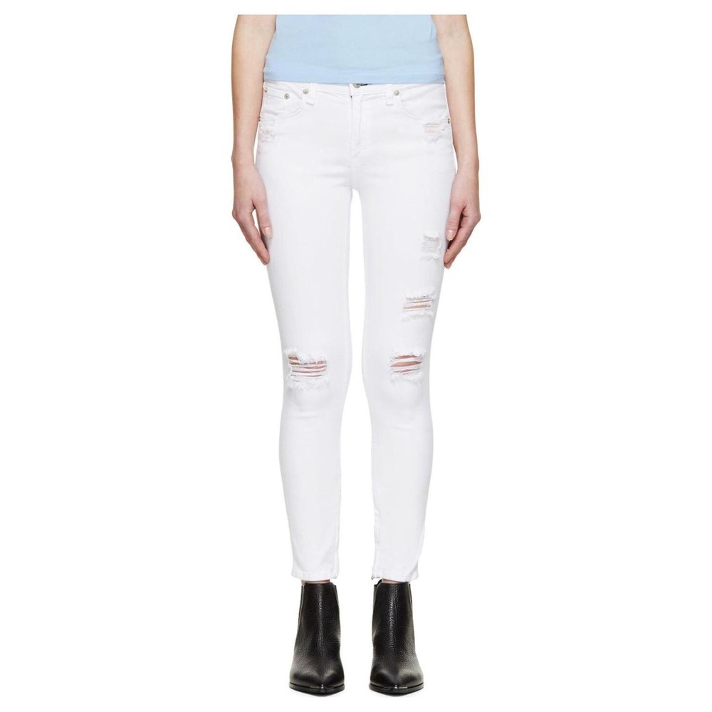 Rag & Bone White Ripped Skinny Jeans