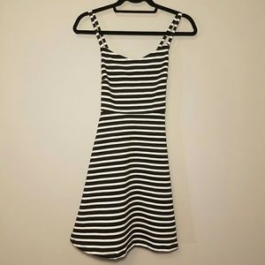 Striped fit and flare dress, nwt