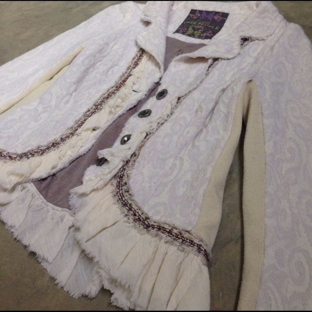 Free People Military Inspired Blazer w/ Ruffle Rib