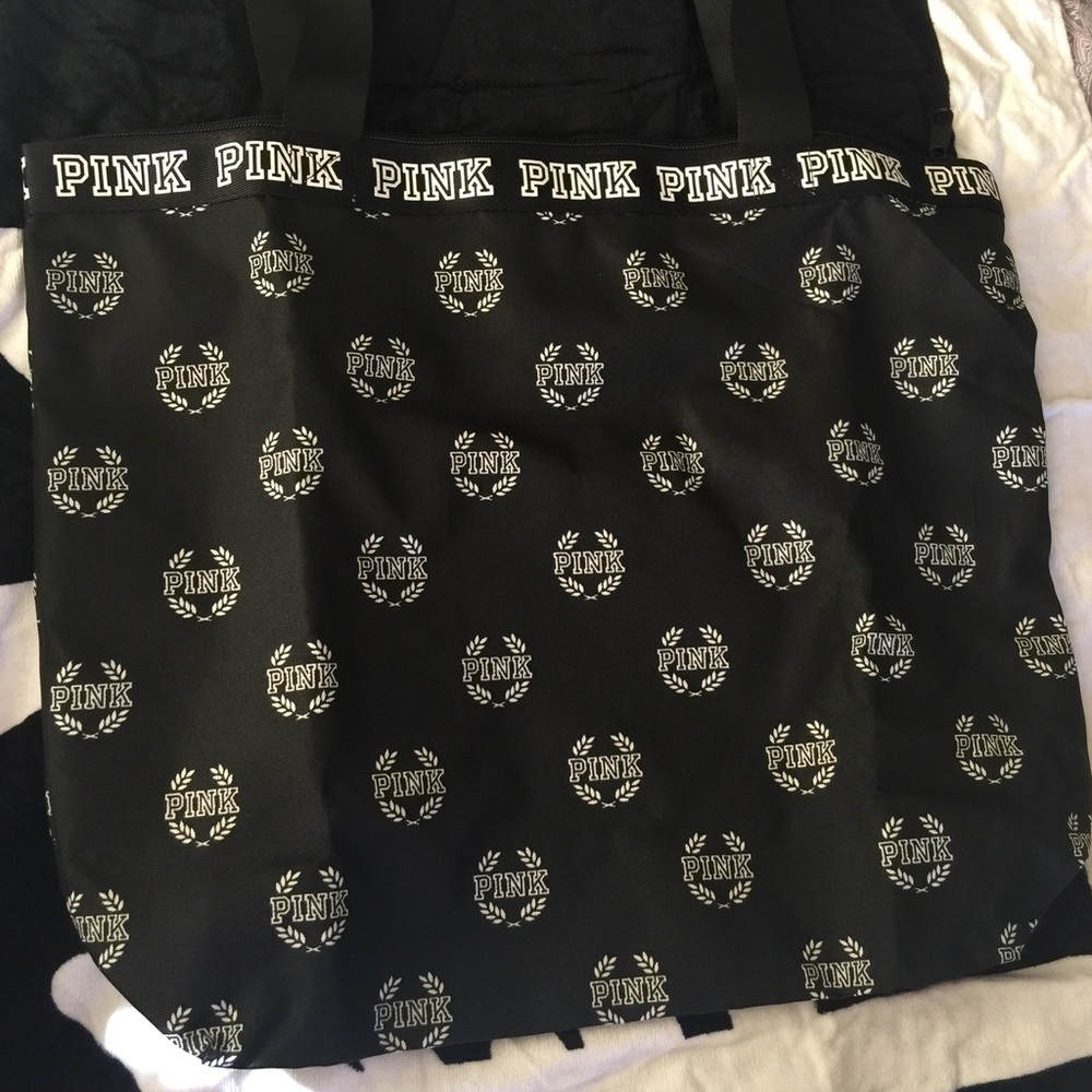🆕 PINK Black & White Tote NWT