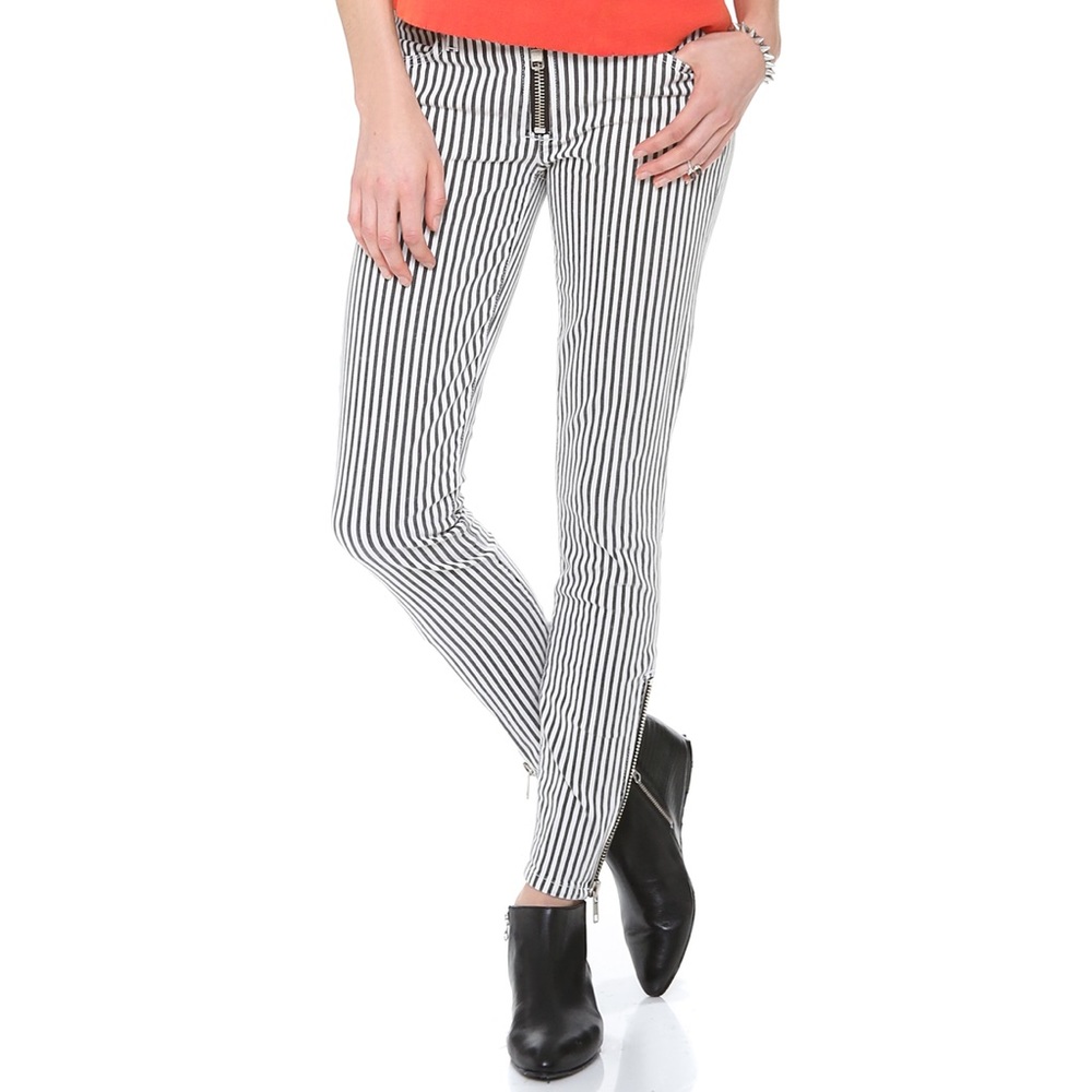 Elizabeth n James black white stripe skinny jeans