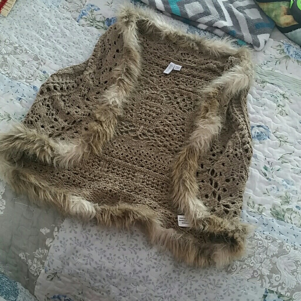 Relativity Faux Fur Wool Vest NWOT