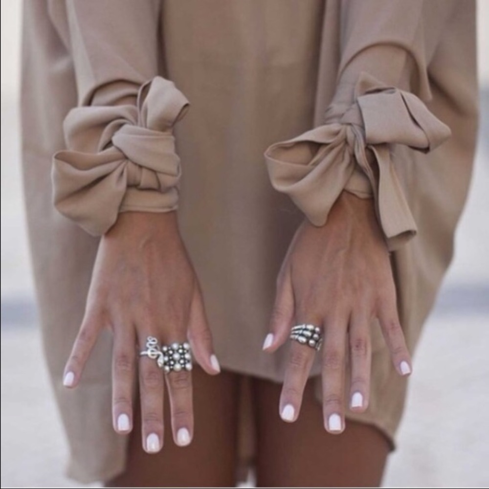 beige loose mini dress - Picture 3 of 5