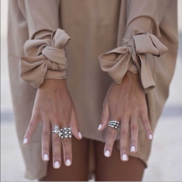 beige loose mini dress - Picture 3 of 5