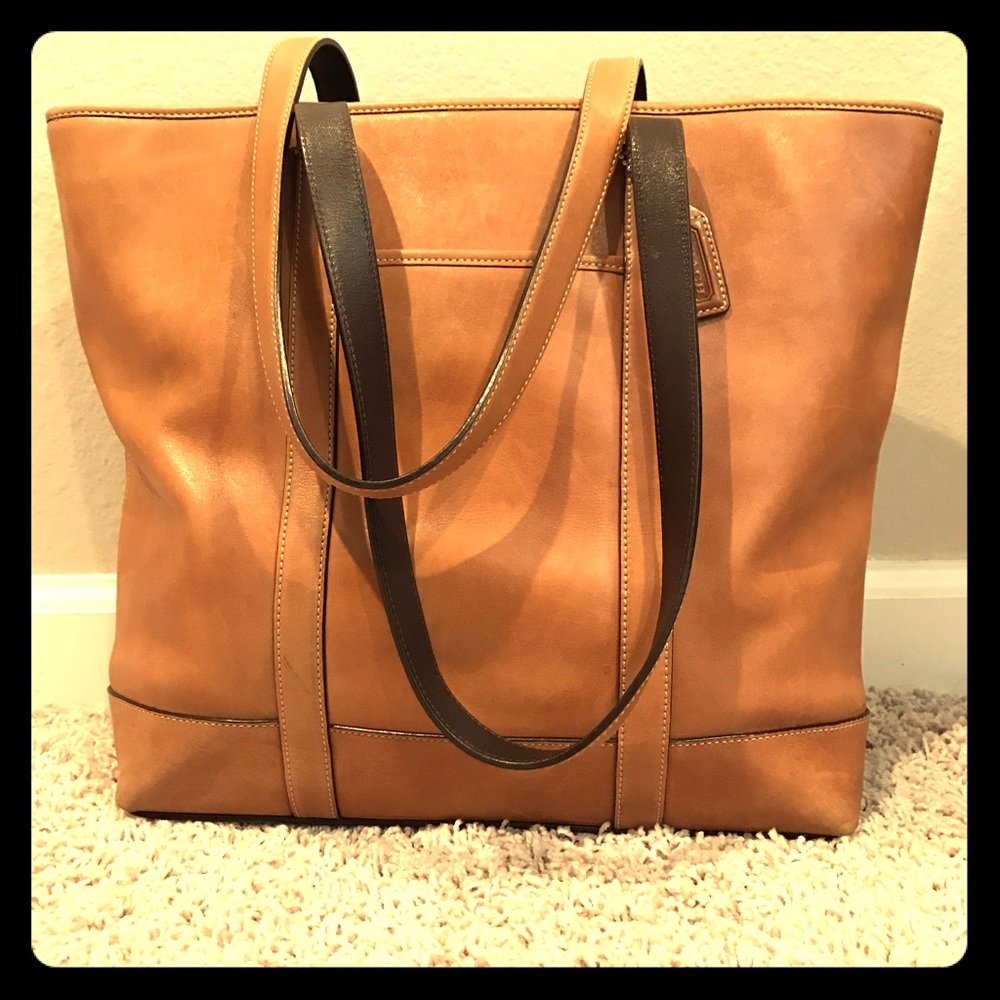Authentic Vintage Camel Coach Leather Tote