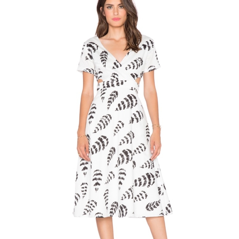 Sam & Lavi Lola Anthro Feather Print cutout dress