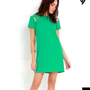 Lulu's Shoulder Shrug Green Shift Dress