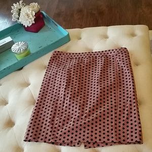 LOFT rose and black polka-dot skirt. Size 14