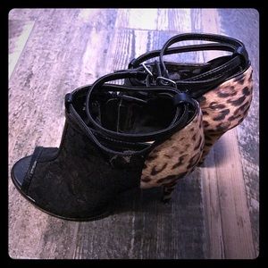 Black Lace & Leopard Peep Toe Booties