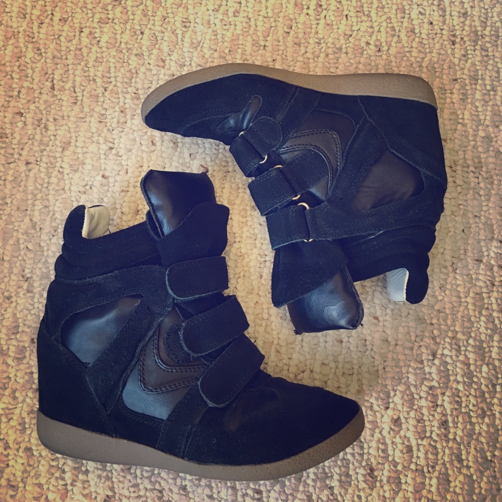 Steve Madden black suede sneaker wedges