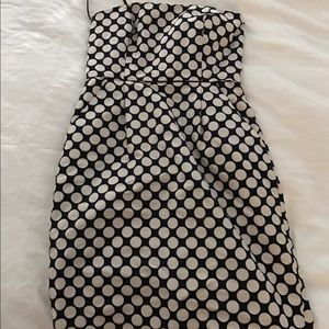 J.crew size 4 strapless navy white polka dot dress