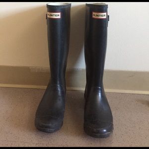 Hunter black tall boots women's size US7