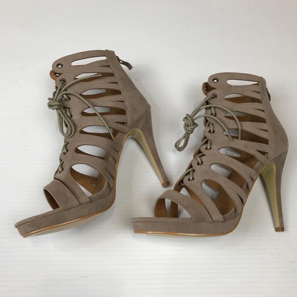 ❗️LAST Taupe, Lace-Up, 5" Heels - Picture 6 of 7