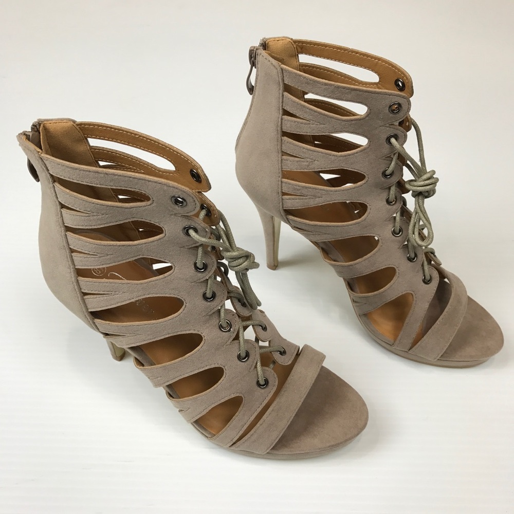 ❗️LAST Taupe, Lace-Up, 5" Heels - Picture 5 of 7