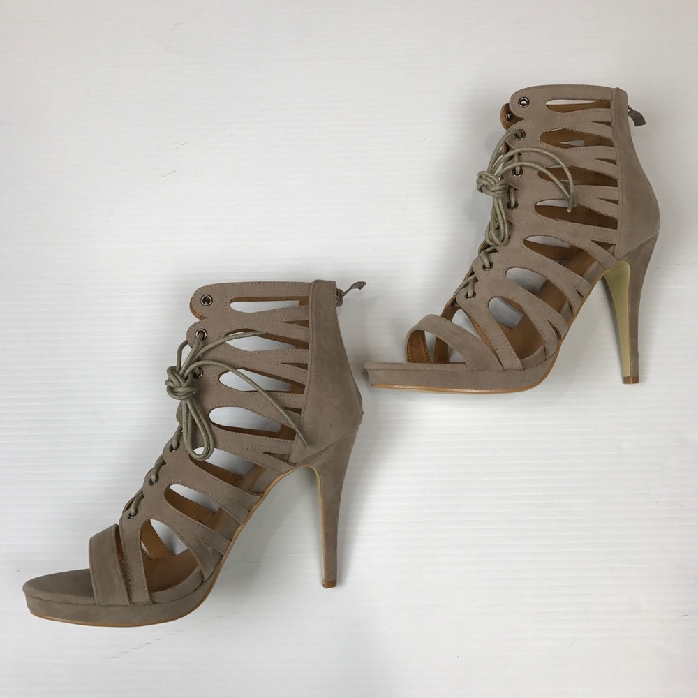 ❗️LAST Taupe, Lace-Up, 5" Heels - Picture 3 of 7