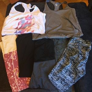 Bundle of maternity workout clothes