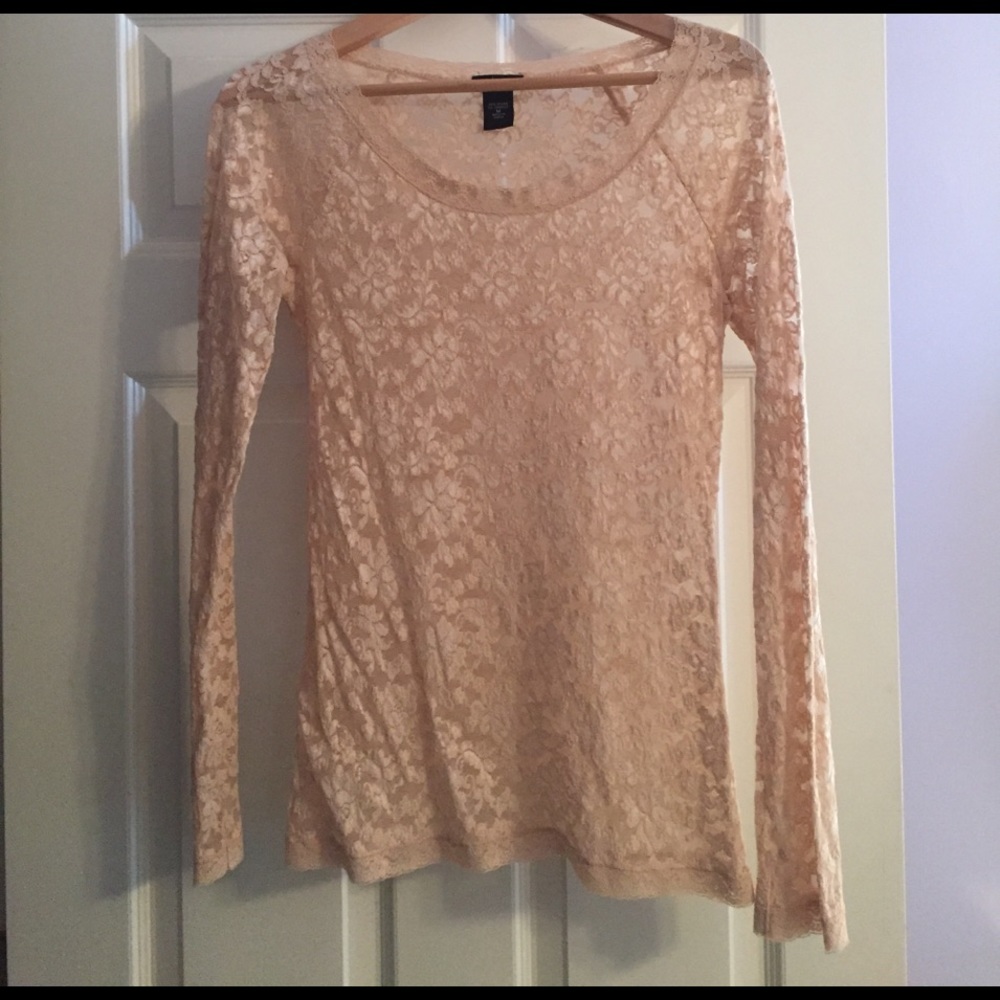 Nude lace long sleeve top