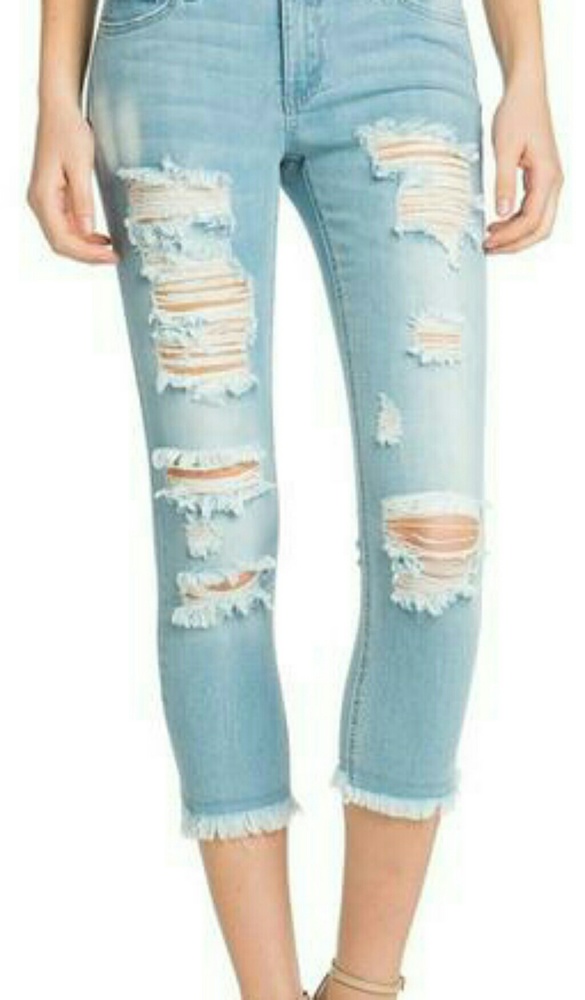 Destroyed Fray Hem Denim Jean
