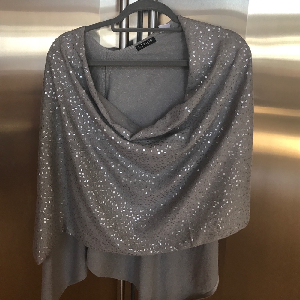Gray sequin topper/poncho